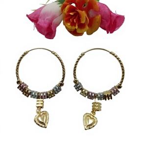 Ensemble de bijoux tendance en laiton plaqué or avec pendentif cœur, spécial Saint-Valentin, cadeau de mariage et de fête pour femmes - Product Image 1