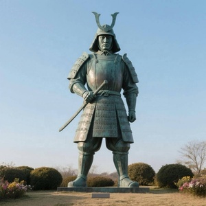 Sculpture de samouraï japonais réaliste en bronze coulé en métal de grande taille, personnalisée, soudée, pour jardin extérieur - Product Image 1