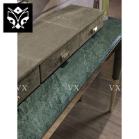 Table console moderne italienne et dorée avec dessus en marbre Console de couloir à miroir avec tiroir de luxe