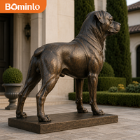 Statue de Rottweiler en Bronze Personnalisée, Sculpture Réaliste de Chien de Garde avec Socle pour Villa, Jardin, Entrée d'Hôtel et Décoration Paysagère