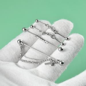 1Pc Industriële Barbell Ring Rvs Oor Kraakbeen Bar Studs Oorbellen Chirurgisch Staal Zirkoon Ketting Hanger Mode Lichaam - Product Image 5