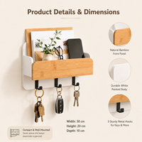 Organisateur de maison décoratif en bambou, porte-clés, boîte de rangement pour articles divers, étagères murales multifonctionnelles