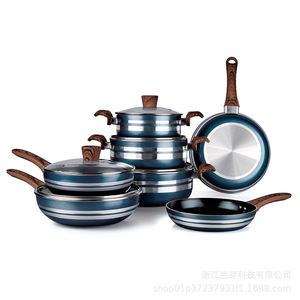 Nonstick Cookware Set 20 24 28Cm Saucepan Frying <b>Pan</b> With Lid Round For Kitchen Use - Product Image 1