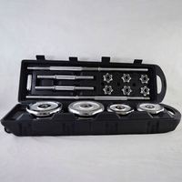 Vente en gros d'haltères réglables en fer chromé, poids 10kg 15kg 20kg 30kg 50kg 55kg, base de transport