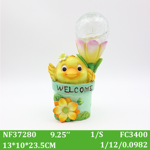 Statua di Uccello in Resina Divertente con Vaso, Luce Solare da <span class=keywords><strong>Giardino</strong></span> con Insegna di Benvenuto per Decorazione Esterna di Parchi, Cortili e Prati - Product Image 6