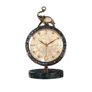 European Style <b>Desk</b> Clock Circular Design Marble Base Decorative Ornament For Living Room Bedroom Tabletop - Product Image 1