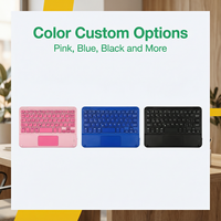 Keyboard Mini Universal 7 Inci dengan Touchpad Mouse Plastik untuk iPad iPhone Tablet PC, Model Gunting, Bluetooth, Tata Letak US, Logam Ultra