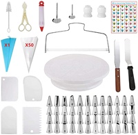 YJ merveilleux personnalisé 115 pièces ensemble de plateau tournant de gâteau décoration outils de cuisson avec plateau tournant de décoration de pâtisserie rotatif en plastique