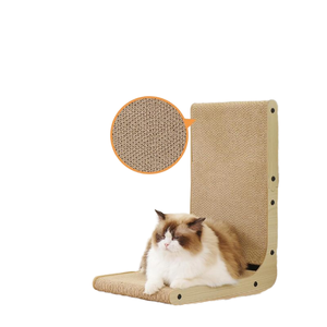 L-vormige moderne grote luxe krabpaal voor katten met duurzaam houten blad en papieren pad beschermen meubels voor katten - Product Image 2