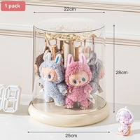Boîte de présentation des pendentifs Labubu Rotation transparente pour poupée Labubu Porte-jouets avec personnages congelés