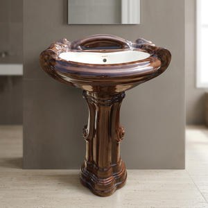 Lavabo de Pedestal de Porcelana Roja Vitrificada, Diseño Moderno, Hecho en India, al Mejor Precio, para Uso en Hospitales y Dormitorios - Product Image 4