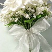 Bouquet de mariée minimaliste de style coréen, artificiel, noué à la main, avec lys blancs Calla et muguets, pour cérémonies de mariage, en PE