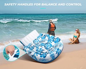 Pool Lounger for 1 2 3 Persons Extra <b>Large</b> Tanning Recliner Float Chair with Backrest Footrest <b>Cup</b> Holder Pool Lake Beach - Product Image 5