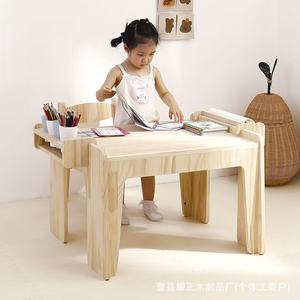 Solid wood <b>study</b> <b>desk</b> and chair set, multi-functional household <b>desk</b> with scroll and pen holder, children's <b>desk</b>, educational - Product Image 5