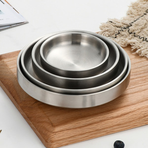 Plato Coreano para Kimchi, Cuenco para Cocinar, Platos Planos y Gruesos de Acero Inoxidable 304, Platos para Sazonar, <span class=keywords><strong>Vajilla</strong></span> de Doble Capa para Cocina - Product Image 3