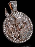 Pendentif Guerrier Spartan en Argent Sterling S925 Massif avec Moissanite, Pendentif Personnalisé Bling Hip Hop en Forme de Lance et de Temple