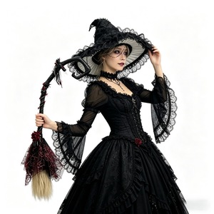 <span class=keywords><strong>Scopa</strong></span> da <span class=keywords><strong>Strega</strong></span> di Halloween, Bastone Magico Gotico con Rosa, Accessorio per Costume da Mago, Decorazione per Feste - Product Image 2