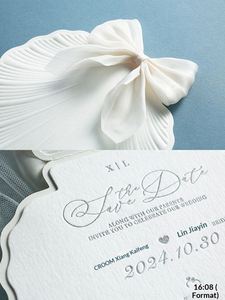 Carte de vœux de mariage originale Fangcunli, faite à la main, gaufrée, design coquillage marin, personnalisée, 25 exemplaires - Product Image 3