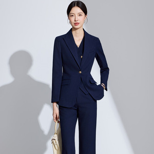 Purple Women's Suit Set Full Sleeve Worsted Anti-Wrinkle Office Lady Business Workwear Spring Autumn Style - Product Image 4