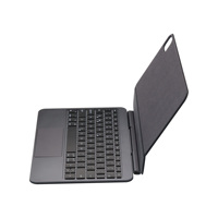 Casing Keyboard Ajaib Bilingual Arab-Inggris dengan Trackpad Multi-Touch untuk iPad 10.2, Cover Magnetik BT dengan Lampu Latar 7 Warna