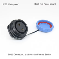 Connecteur d'alimentation haute tension étanche IP68 en laiton SP29, 2-26 broches, 10A, avec écrou arrière, montage sur panneau, prise femelle, énergie renouvelable