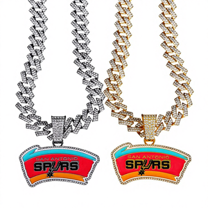 Directo de fábrica San <span class=keywords><strong>Antonio</strong></span> Spurs colgante baloncesto Campeonato collares estilo Hip Hop chapado en oro Iced Out cadena de eslabones cubanos - Product Image 1