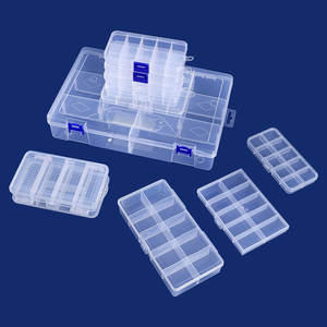 Boîte de rangement de bureau en plastique PP, 10 compartiments, transparente, avec couvercle à fermeture à bouton-pression, pour accessoires de pêche, perles et bijoux - Product Image 2