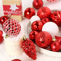 65-teiliges Set aus Kunststoff-Weihnachtskugeln, langlebige, bruchsichere Christbaumschmuck, Weihnachtsfeier-Innendekoration, Baubles
