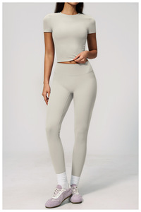 Leggings <span class=keywords><strong>Neri</strong></span> a Zampa per Ragazze, Top Sportivo con Scollo Quadrato, Pantaloncini Bianchi, Maglietta Yoga, T-shirt, Leggings Slim Fit, Capri - Product Image 6