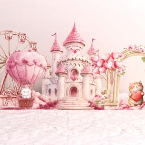 Tarjeta de felicitación 3D para el día de San Valentín Declaración de gato lindo en un castillo de palacio por globo aerostático Tarjetas emergentes 3D de doble puerta - Product Image 3