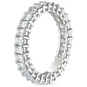 时尚925纯银结婚珠宝翡翠切割永恒乐队3*4毫米CZ钻石戒指