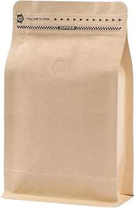 Sacs à café kraft en feuille d'aluminium à haute barrière Pochettes à fond plat Sacs de stockage des aliments avec fermeture à glissière à valve - Product Image 2