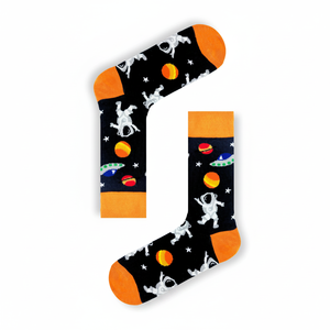 <b>Orange</b> Patterned Colorful Astronaut Spaceship <b>Socks</b> Digital Printing High-Ankle for Mars Mars Astronaut - Product Image 2