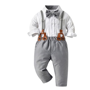 Dài Tay Áo 3 Pcs Trẻ Em Quần Áo Thiết Lập Toddler Chính Thức Mùa Thu Quý Ông Áo Sơ Mi + Quần Phù Hợp Với Bé Cậu Bé Ăn Mặc Với Tie - Product Image 1