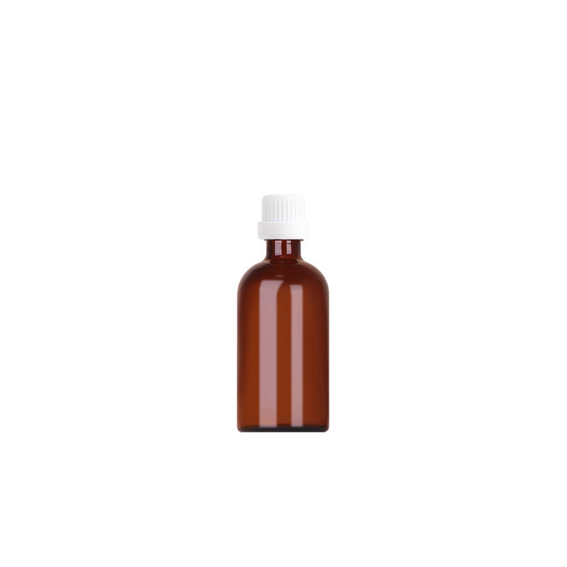 Amber bottle with white cap