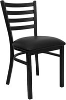 Chaises de salle à manger pour la série Black Ladder Back, chaise de salle à manger en métal - siège en vinyle noir, meubles de maison