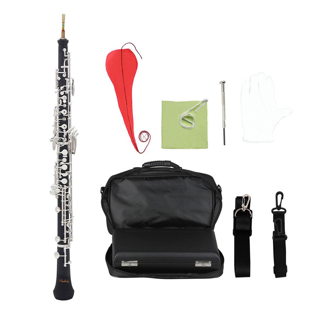 Muslady Professional C Key Oboe with Silver Plated Keys & Leather