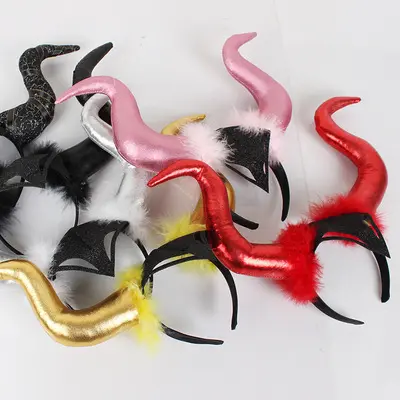 Bandeau en corne du diable, ornement d'halloween, accessoire pour la fête de danse, grande corne, accessoires pour cheveux, 2021