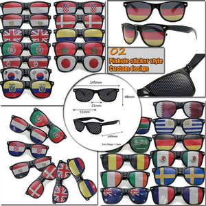 Lunettes de soleil personnalisées pour hommes, <span class=keywords><strong>moins</strong></span> chères, de haute qualité, avec décoration drapeaux de tous les pays, autocollants promotionnels à trous d'aération pour fans - Product Image 6