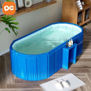 صفقة الجمعة السوداء وعيد الميلاد _ حوض استحمام من كلوريد البولي فينيل قابل للطي وإيقاع أزرق بسعة كبيرة ومحمول من كلوريد البولي فينيل - Product Image 1