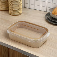 Boîte à repas jetable carrée Ebelee 500ml 650 750ml 1000ml, conteneur rectangulaire en papier pour plats à emporter avec couvercles en PP PET