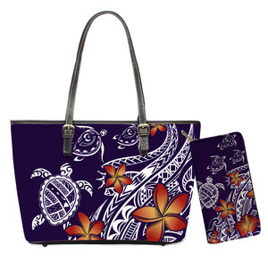 Bolso de hombro de mujer de lujo de playa Polinesia Logotipo de impresión personalizado diseño de <span class=keywords><strong>tatuaje</strong></span> de <span class=keywords><strong>tortuga</strong></span> <span class=keywords><strong>hawaiana</strong></span> bolso de mano de cuero PU para mujer - Product Image 1