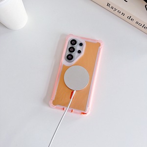 Étui de téléphone hybride à motif plume premium pour Samsung Galaxy S24 S26 Ultra, <span class=keywords><strong>coque</strong></span> transparente avec protection d'angle anti-chute et aimant - Product Image 3