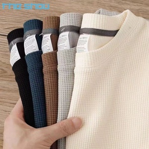 T-shirts thermiques en coton gaufré personnalisés pour hommes, tissu gaufré, tricot surdimensionné, t-shirts thermiques pour hommes - Product Image 1