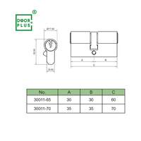 Cylindre de serrure à mortaise Euro Doorplus pour serrures de porte, en laiton, grade 3 ANSI, 3 clés, entraxe 50-90 mm