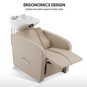 Sillón de Masaje Portátil para Spa, con Lavabo de Cerámica, Reposapiés Ajustable, Cuero Sintético, Construcción Duradera para el Cuidado del Cabello - Product Image 2