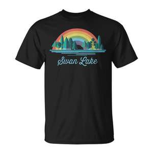 Camiseta de recuerdo Swan Lake Rainbow Lake, unisex, talla para adultos M L XL XXL - Product Image 1