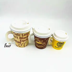 Экологичная Бумажная чашка с ручкой для горячего кофе, чая, напитков, 7 унций, с принтом логотипа на заказ