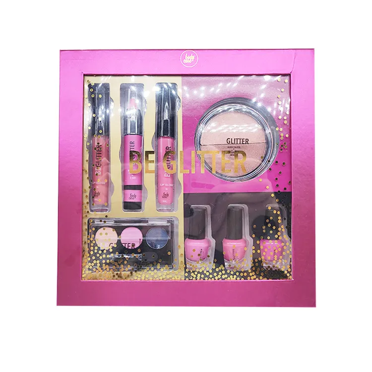 Hot Jual Profesional Kosmetik Kecantikan Eyeshadow Setengah Perona Pipi Lip Blam Nail Polish Makeup Gift Set untuk Anak Perempuan
