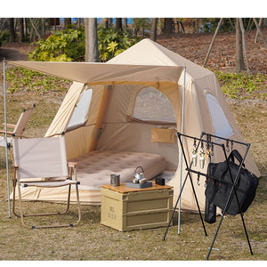 Carpa Impermeable para Acampar al Aire Libre, Carpa de Lona de Algodón con Barra de Resorte, Carpa Familiar Tipo Cabaña, Carpa Flexible con Arco - Product Image 3